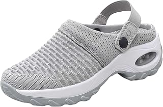 Women's Orthopedic Clogs with Air Cushion Support to Reduce Back and Knee Pressure Slippers Sandals Slip on Stretch Wide Width Arch Mules Summer Mesh Sneaker Lightweight Outdoor Walking Shoes