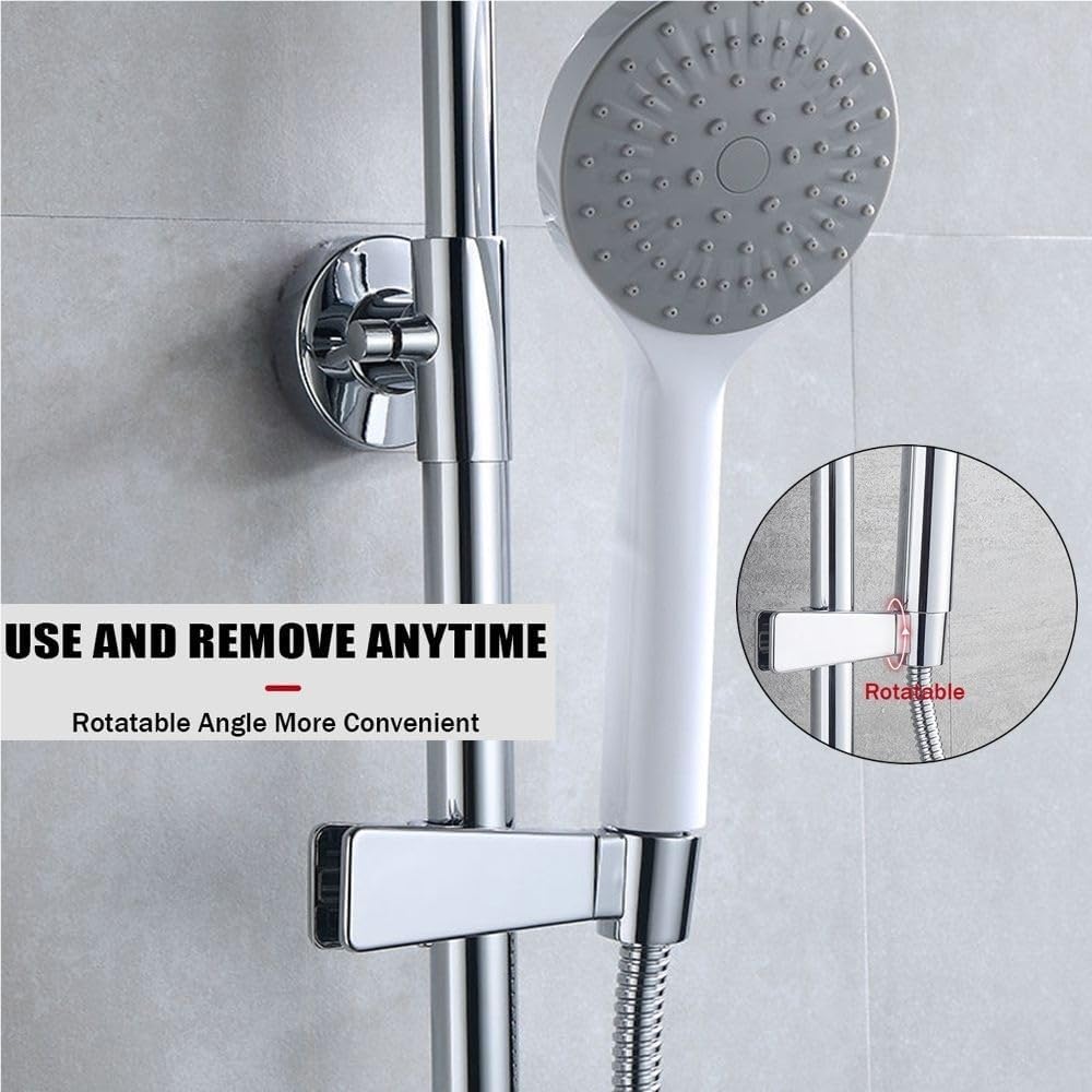 Universal Clip-on Shower Head Holder Adjustable Sprayer Bracket Clamps Rotatable Bracket Hardware Accessories(Black)