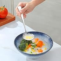 Vista 5 de Cucharones de sopa pequeños, cucharones de cuchara de sopa para salsa, 2 unidades SUS 304 de acero inoxidable no magnético de 7.6 pulgadas redondas