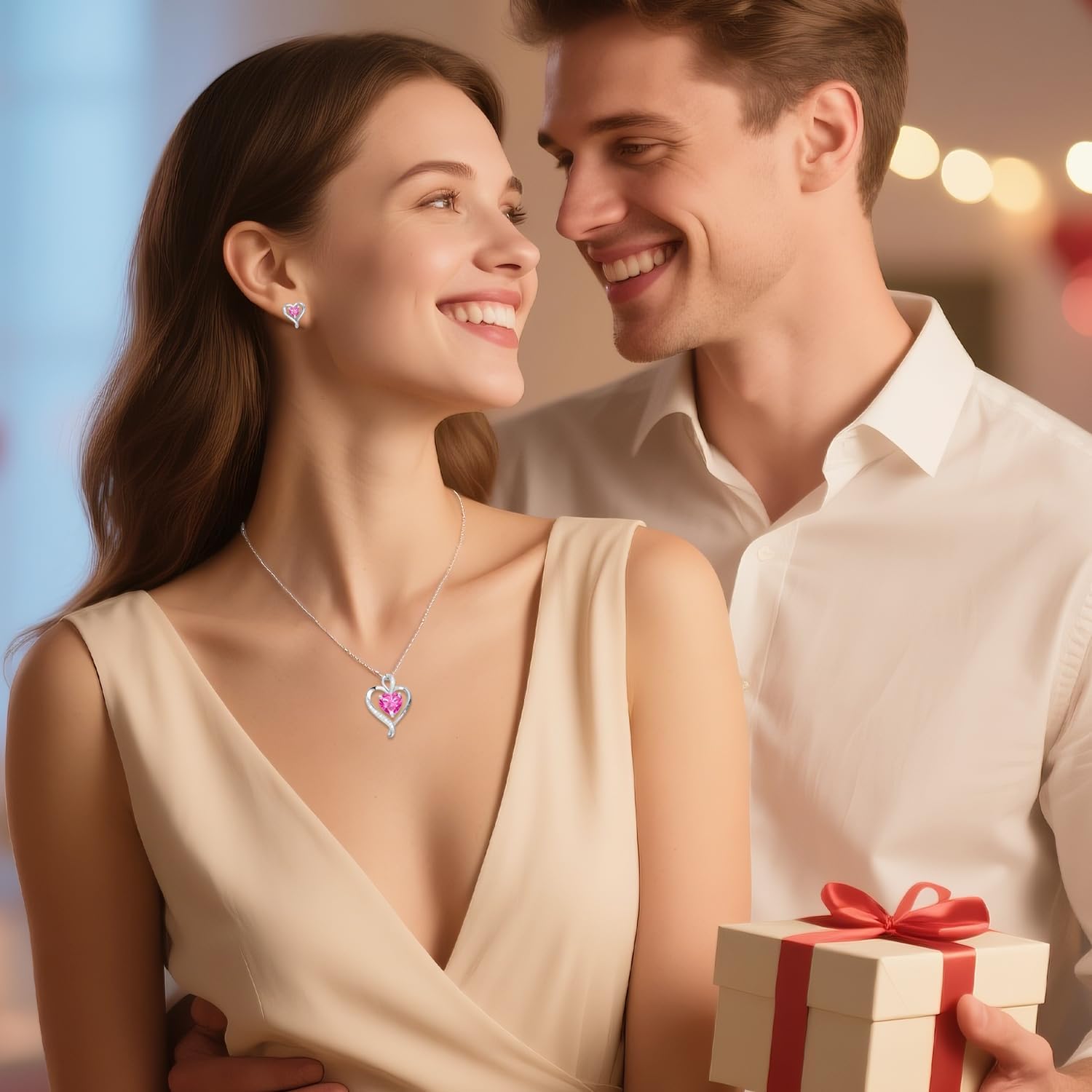 LAVUMO Heart Necklace for Women - I Love You 925 Sterling Silver Heart Birthstone Necklace, Jewelry Gift Box Set, Anniversary Birthday Gifts for Wife Mom Girlfriend Her - Image 4