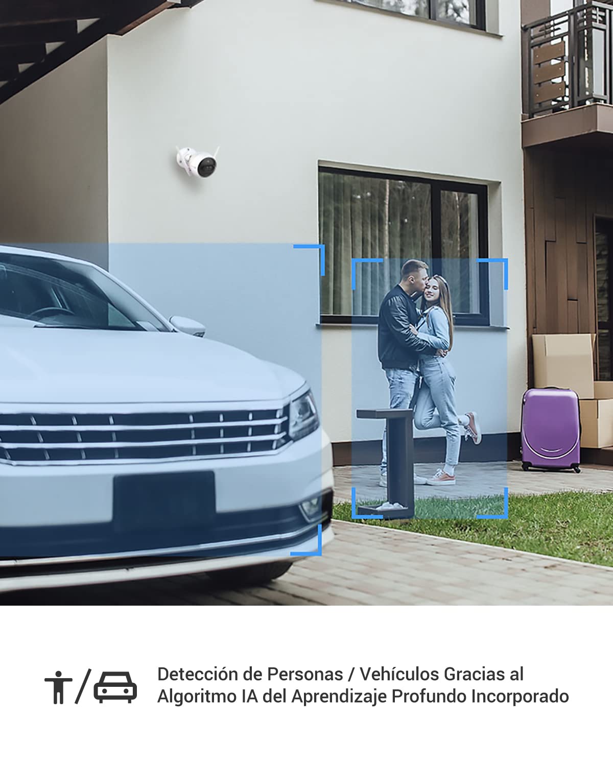 EZVIZ C3X Cámara Vigilancia WiFi Exterior de Doble Lente, Visión Nocturna en Color AI, Detección de Forma Humana/Vehículo, Alertas de Voz Personalizables, Alarma de Sirena y Flash, IP67