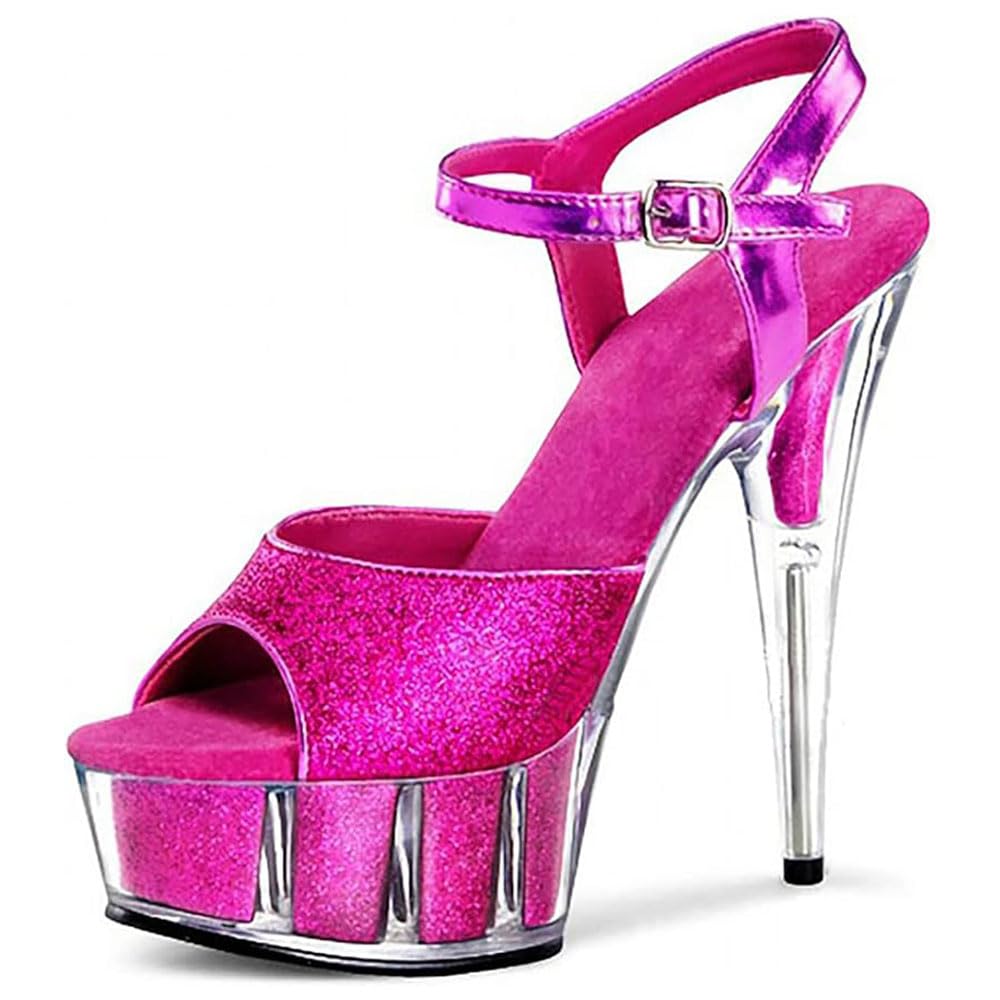 Hyfzxwx Women's A Glitter Sequin Sandals Exotic Fetish High Heel Sexy Stripper Performance Pole Dance Shoes Wedding Party Prom Shoes Unisex Plus Size Sexy/A/39Eu