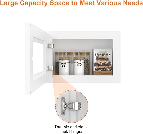 Miniatura 5 de LOVMOR Armarios de pared, botiquines con puertas de cierre suave, muebles decorativos para salas de estar, dormitorios, cocinas, lavaderos (vidrio