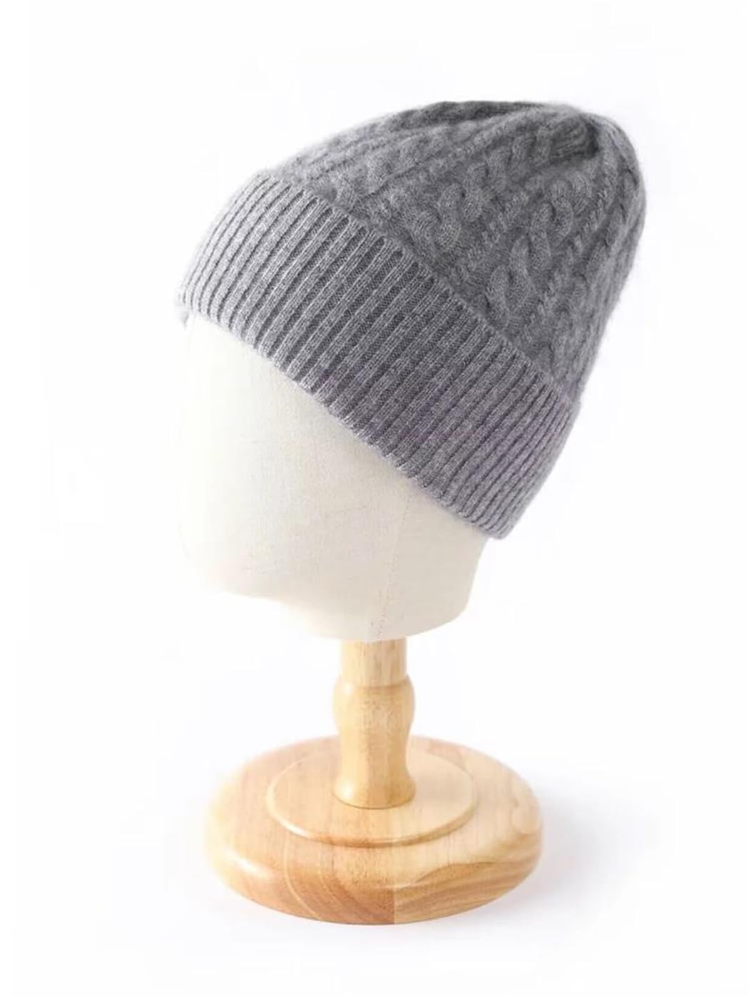 Czapka typu beanie Damska czapka typu beanie o splocie warkoczowym z domieszką wełny, wielokolorowa, jeden rozmiar