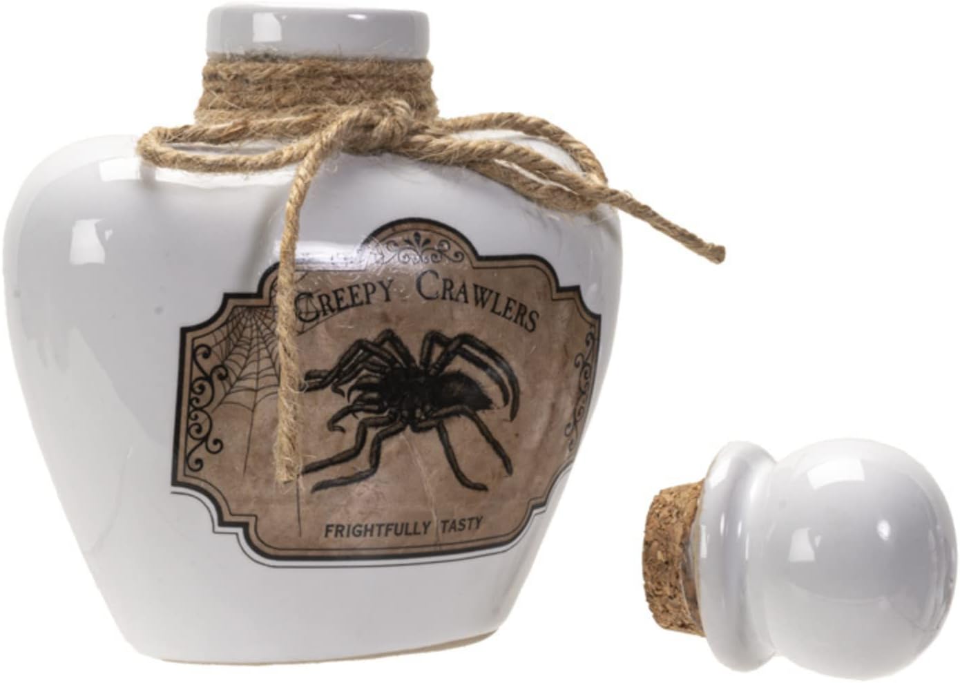 White Creepy Crawlers Ceramic Bottle Decorations, Spooky Tabletop Decor, 4.53" X 2.83" X 5.51"Size
