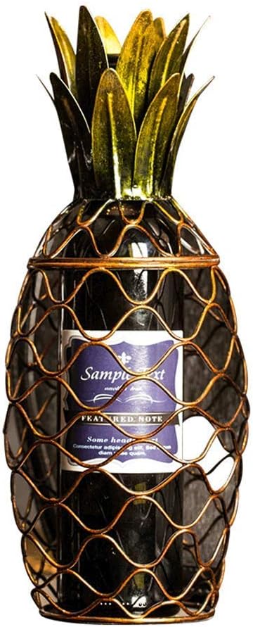 Pineapple Bottle Metal Wine Rack Countertop Free Standing Single Wine Bottle Display Stand Home Bar Decorations 14×14×34 cm