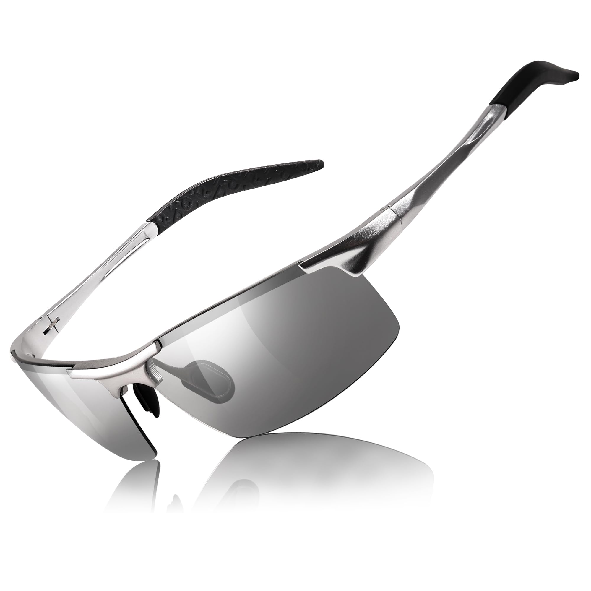 LVIOE Night Vision Glasses for Driving Men Al-Mg Sports Glasses Yellow Anti Glare Polarized Metal Wraparound Frame N8177