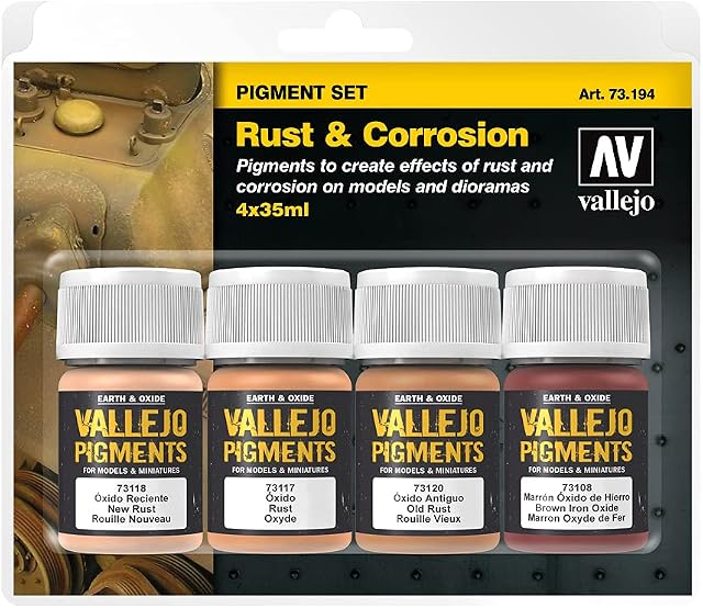 Acrylicos Vallejo "Rust & Corrosion" Pigments Set, Multicolor, 35 ml (Pack of 4)