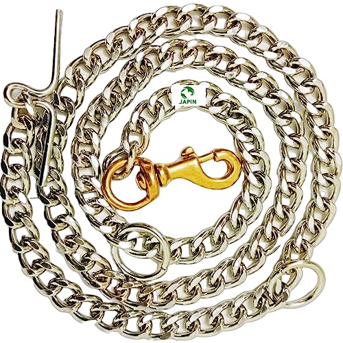 Image of JAPIN Silver Metal Diamond Cut Heavy Duty Dog Chain with Brass Hook for Dogs (L - 60inch 8-NO)