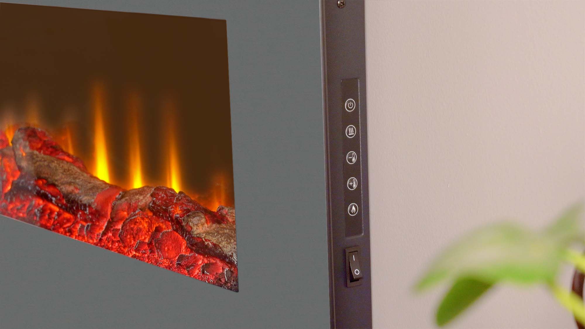 Sureflame WM-9505 elektryczny kominek ścienny z pilotem zdalnego sterowania, kolor szary, 107 cm