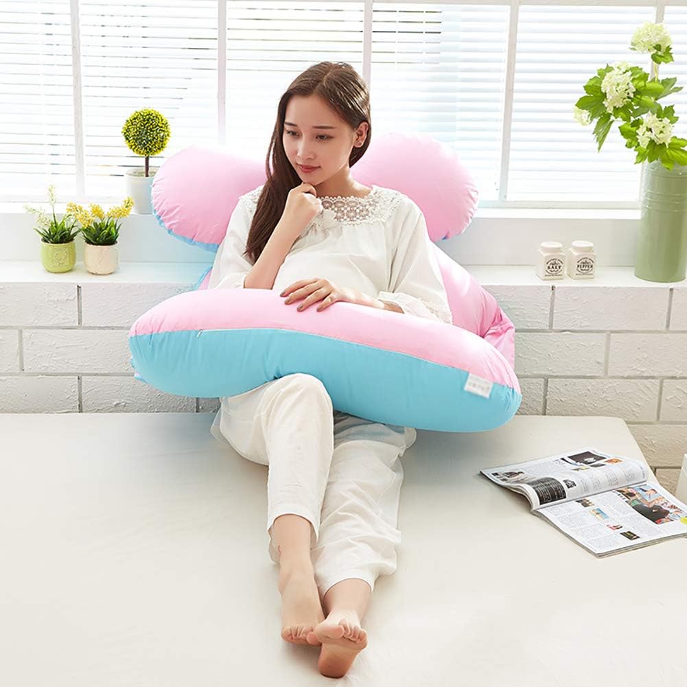 Full Body Pregnancy Pillow U Shaped Satin Cover Maternity Support Pillow Cushion Pillow for Pregnant Women Pink
