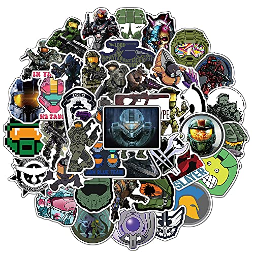 Nc 50Pcs Halo The Master Chief Collection Stickers Pack | Vinyl Waterproof Game For Water Bottle,Luggage,Skateboard,Laptop,Phone,Computer, Car Decal Adults Teens Kids (Halo), 2-4Inch #TOP8