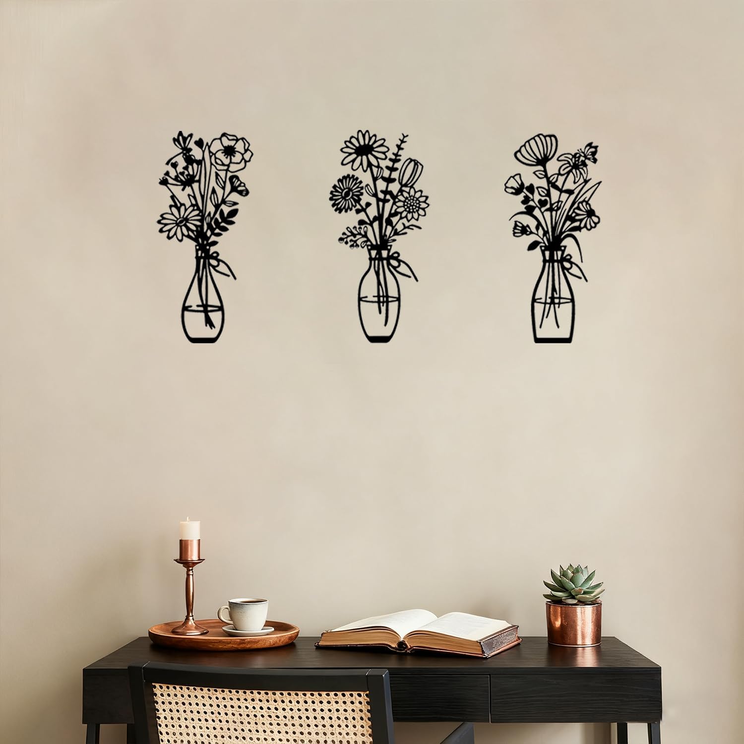 Metal Flowers Wall Art Decor Rustic Farmhouse Black Floral Wall Decor for Bathroom Living Room Bedroom Home Art - Image 9
