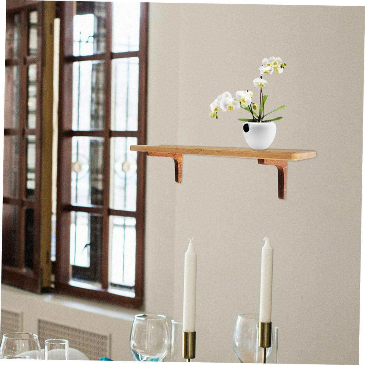 Uonlytech 2pcs Heavy Duty Shelf Bracket Wooden Corner Shelf Support for Wall Mounting for Display for Books