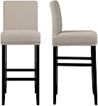 Lellen Bar Couvertures de tabouret Set de 2, étirements de bar Couverture de chaise de tatouage amovibles Couvres de bar Slipcovers de chaise à manger Couvre-bars de dos court Couverture pour café Cuisine Salle à manger île (Khaki)