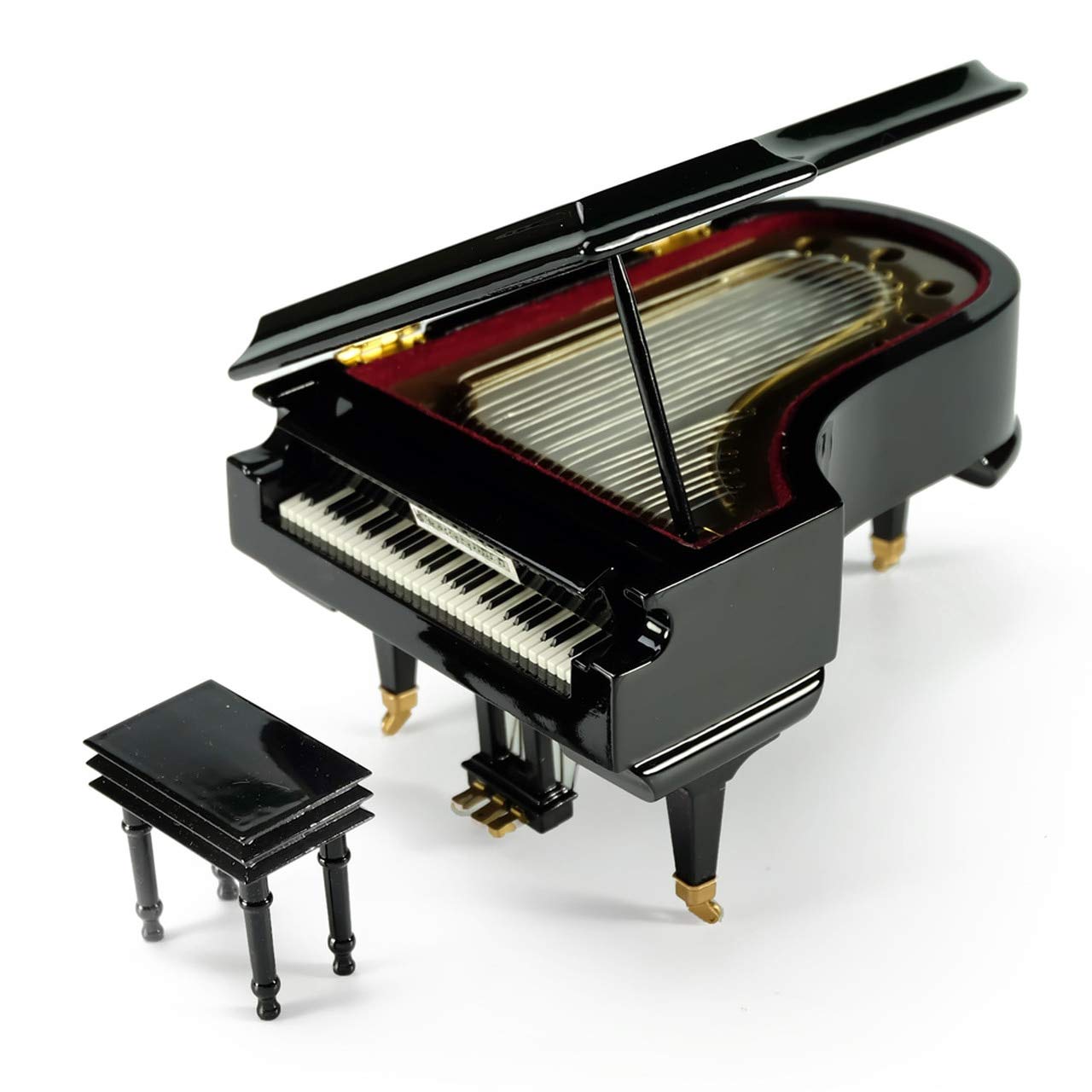 Caja De Música Piano De Cola Miniatura Con Banco Y Pedalera – Réplica Decorativa Ideal Para Regalo