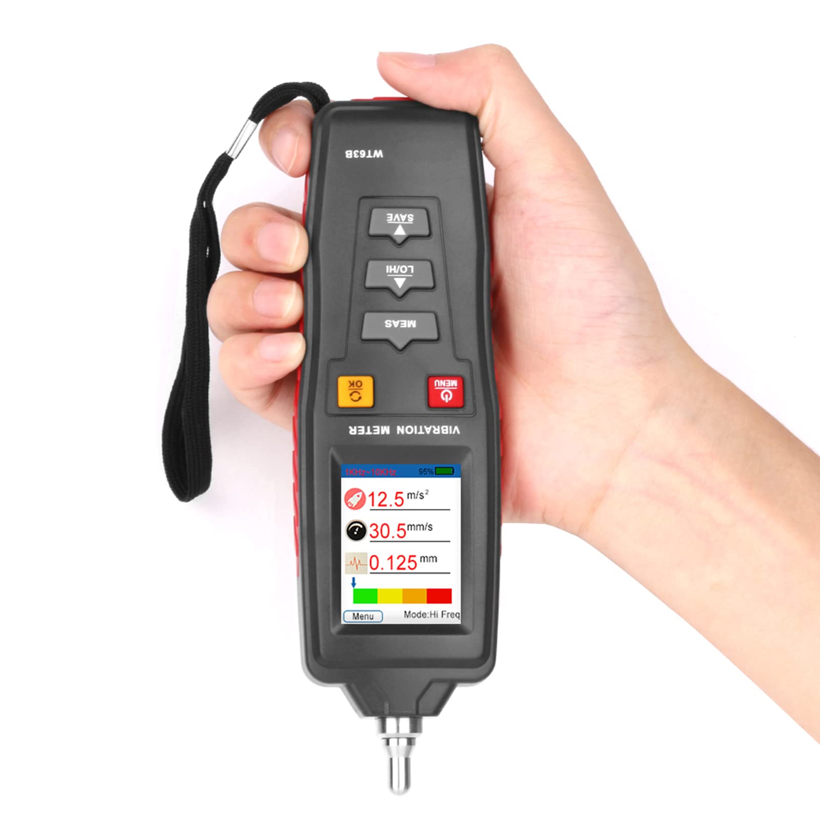 Jadeshay Medidor de Vibración,Digital Vibrómetro Pantalla LCD con Velocidad Aceleracion y Desplazamiento Portáti Analizador de Vibrometro para Industria,Construcción,Automoción y Equipos Electrónicos