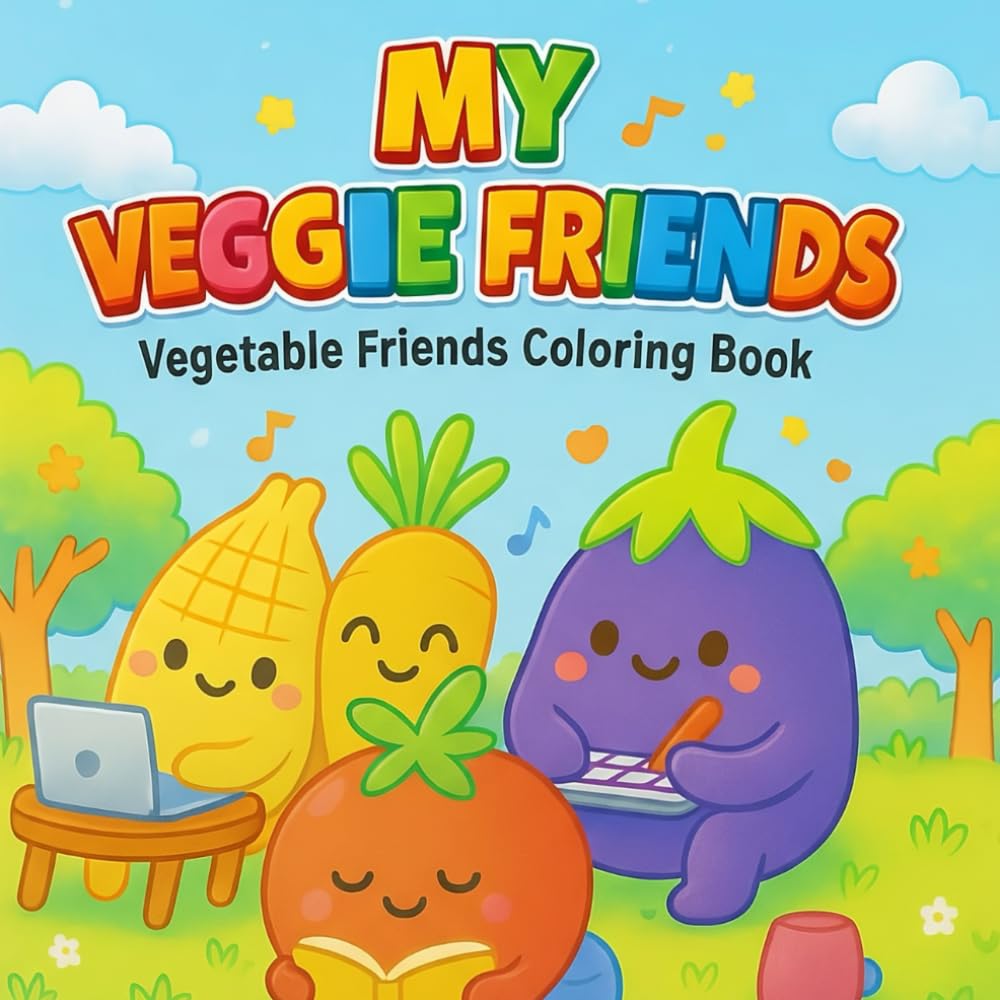 My Veggie Friends – Coloring Book for Kids, Teens & Adults: 40 Fun and Adorable Coloring Pages with Cute Veggie Characters for Relaxation and Creativity