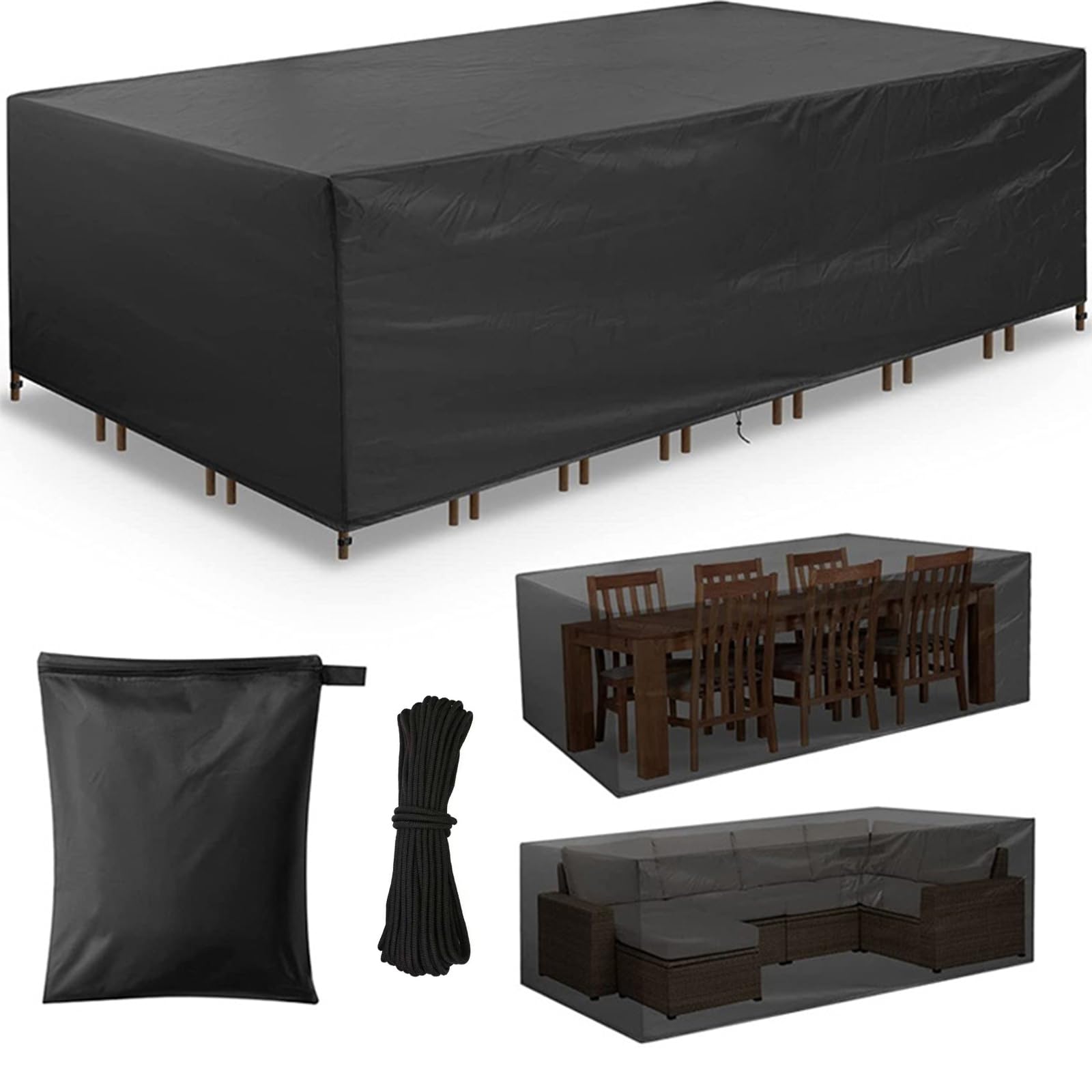 Housse de table jardin imperméable bâche de protection extérieure étanche anti-déchirure 420D
