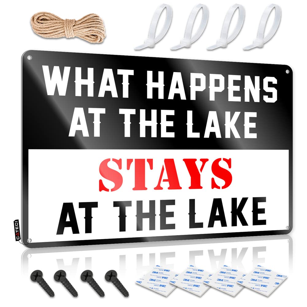 Metal Home Bar Signs What Happens At The Lake Stays At The Sign Funny Vintage Metal Sign Bar Mirrors For Man Cave(30X40CM)