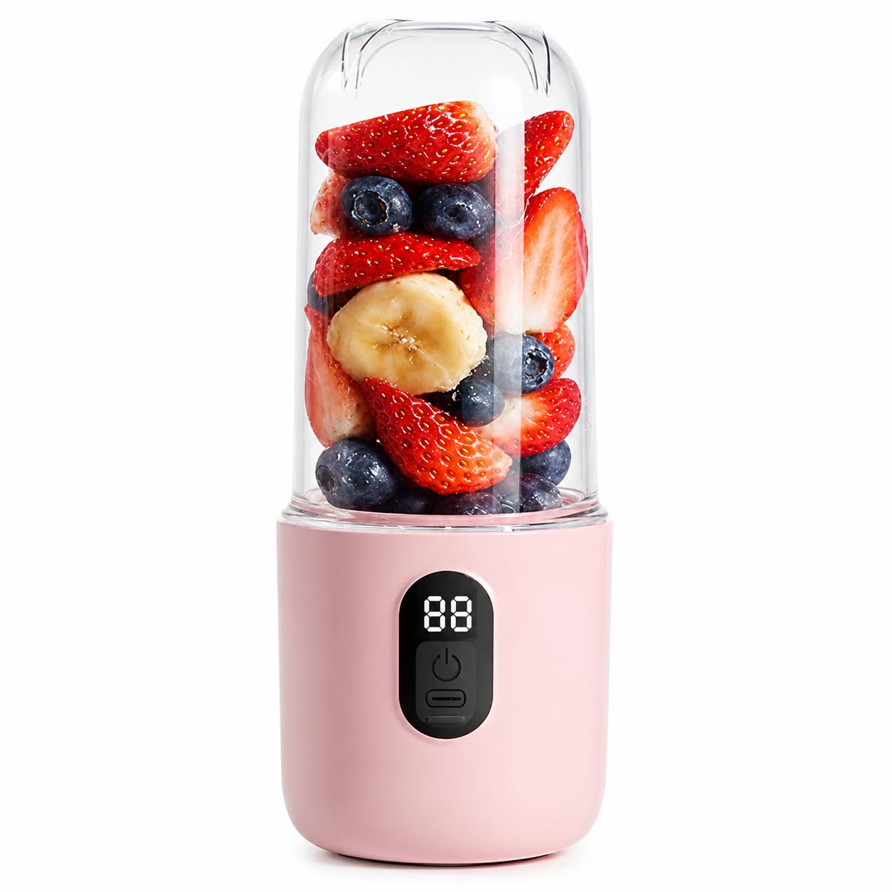 Cuifati Persönlicher Tragbarer Mixer, 500 Ml Mixbecher, 16 Edelstahlklingen, Wiederaufladbar über USB Typ C für Säfte, Babynahrung und Protein-Shakes (Rosa)