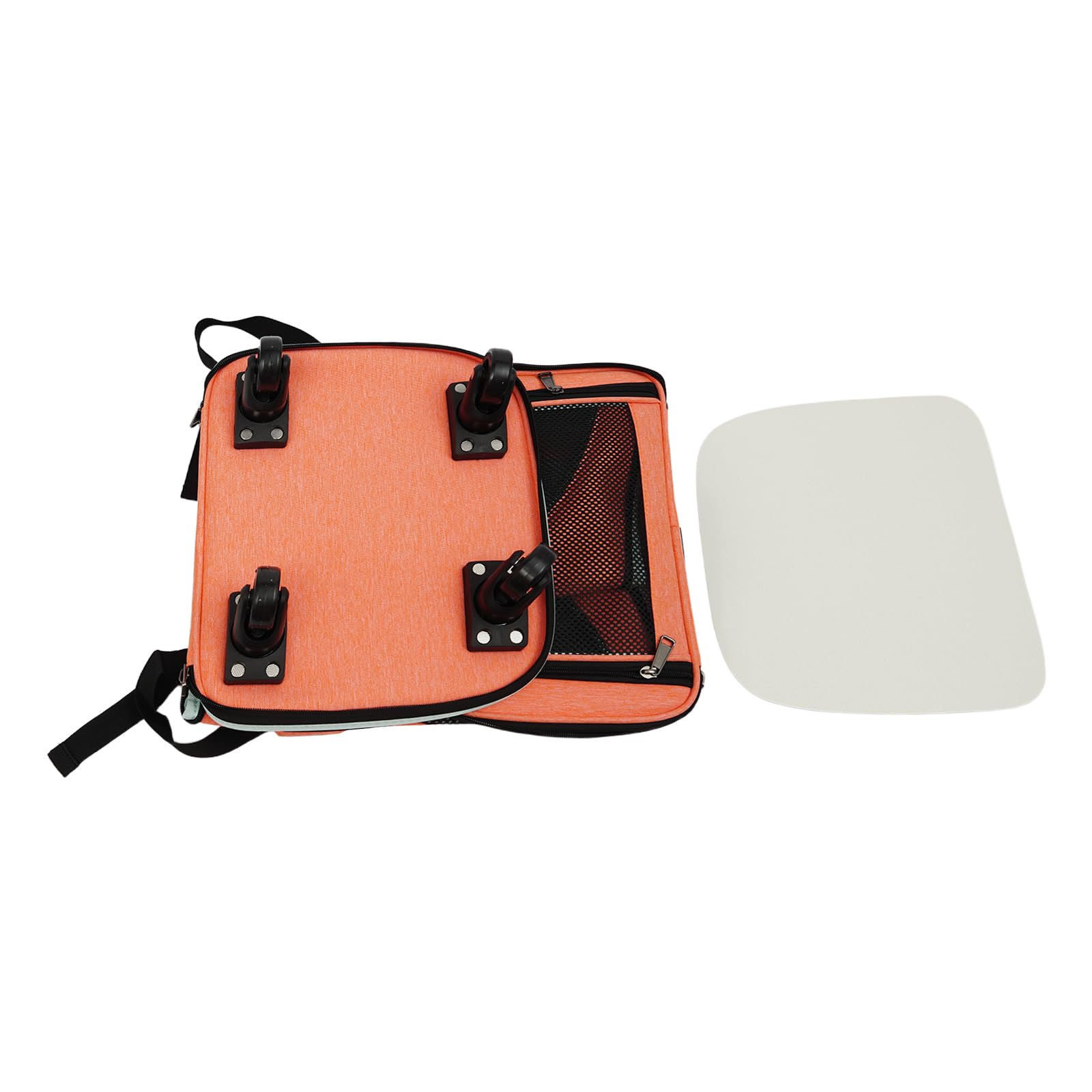 Transportín plegable para mascotas con ruedas universales y mango telescópico, transpirable, plegable, para perros de hasta 7,5 kg y gatos de hasta 9 kg (naranja)