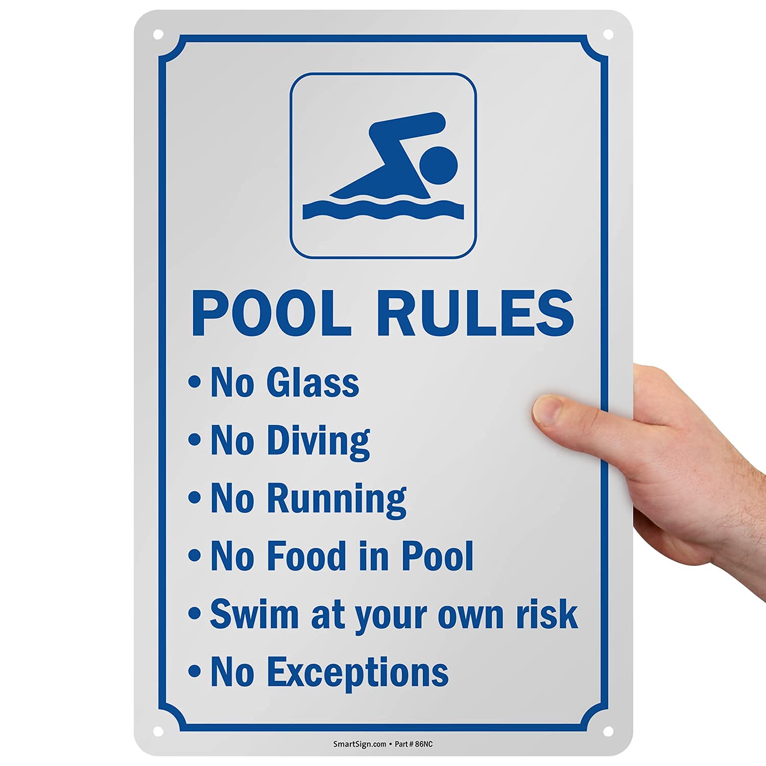 SmartSign Letrero con texto en inglés "Swimming Pool Rules" (25,4 x 38,1 cm)