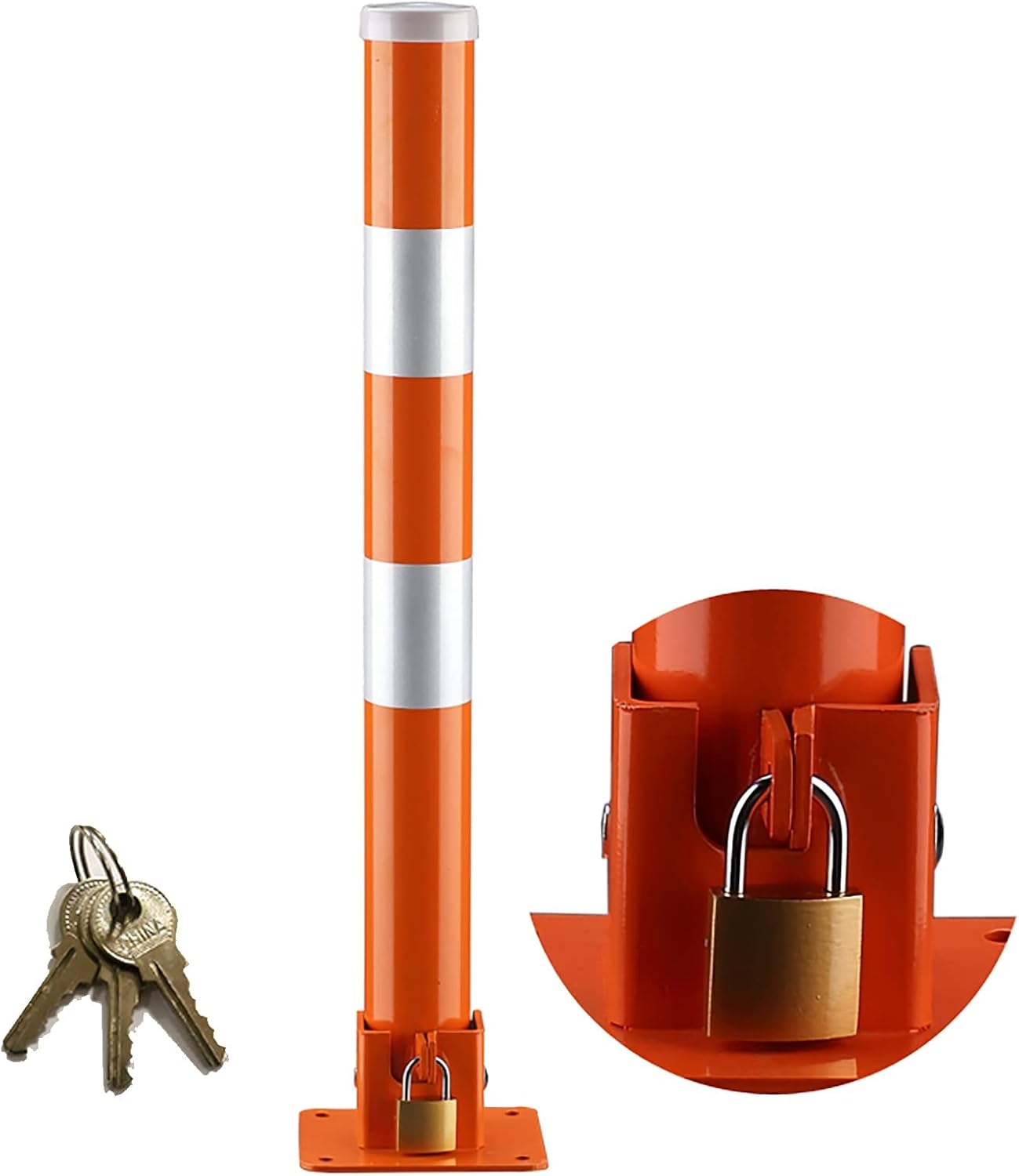 TEMKIN Safety Bollard Post,Driveway Garage Security Post