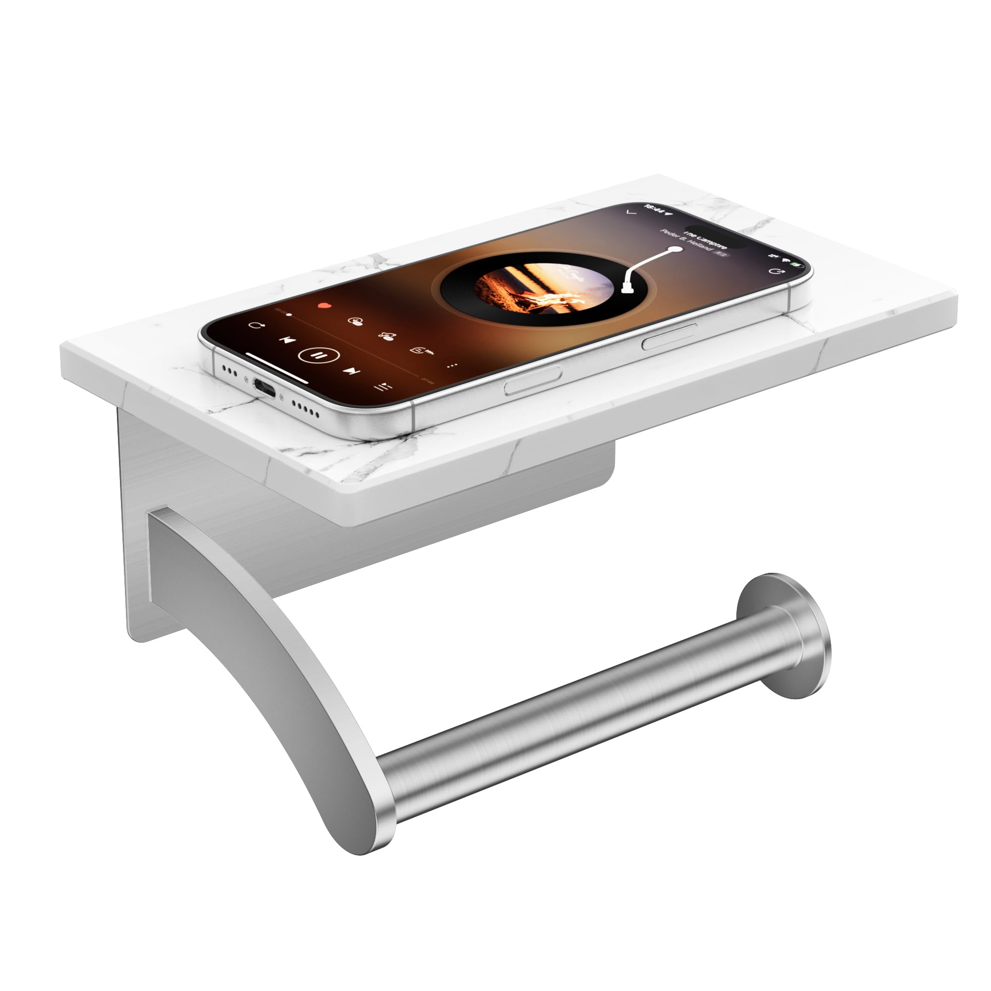 FORIOUS Toilet Paper Holder with Shelf, Natural Marble, Commercial