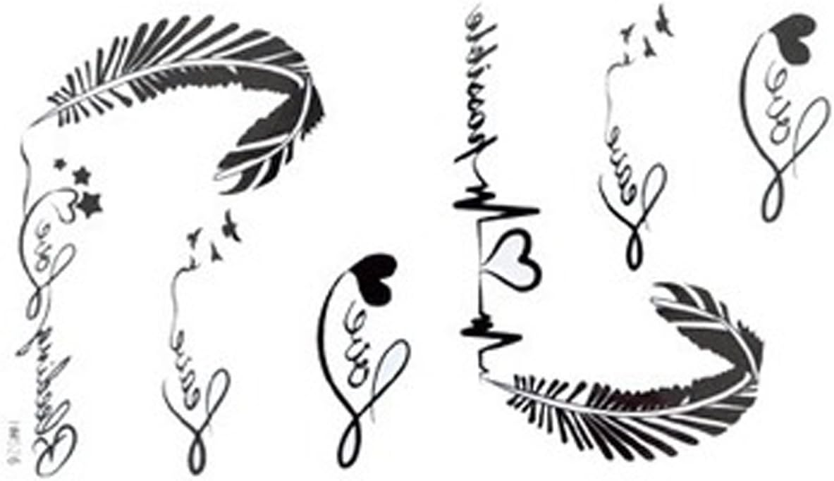 GGSELL The tattoo stickers waterproof female black and white letters of the alphabet ECG feather fake tattoos