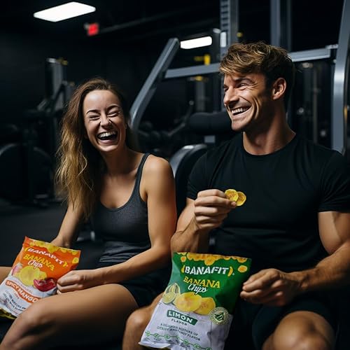 Miniatura 8 de Banafit Mezcla de chips de plátano natural de limón y mango picante de 8 oz - Paquete de 6. Chips de plátano natural, a base de plantas, sabores