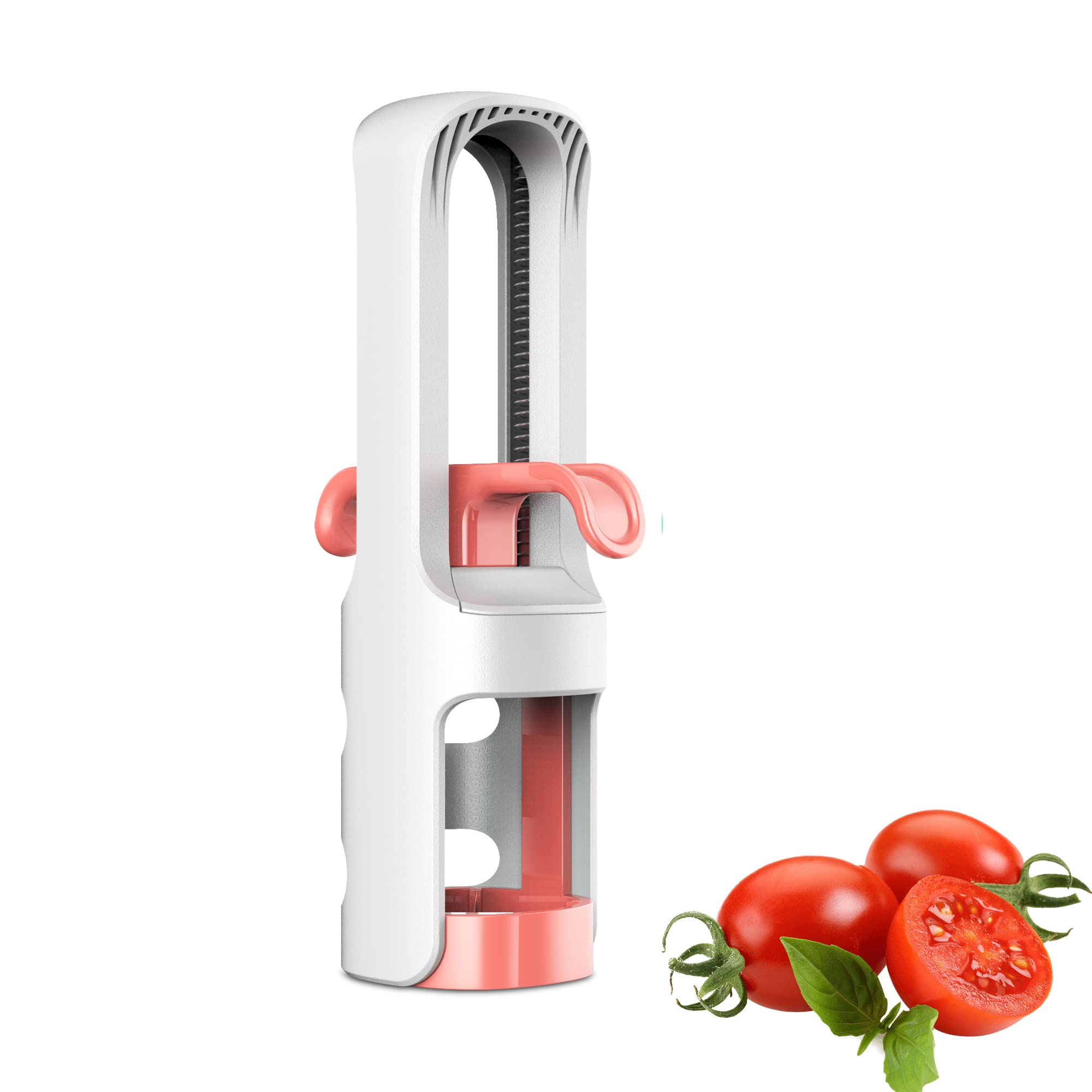 Grape Slicer,Daily Fruit and Veggie Divider,Fruit Cutters with Stainless Steel Blades,Grape Cutter for Baby Supplement (Pink)