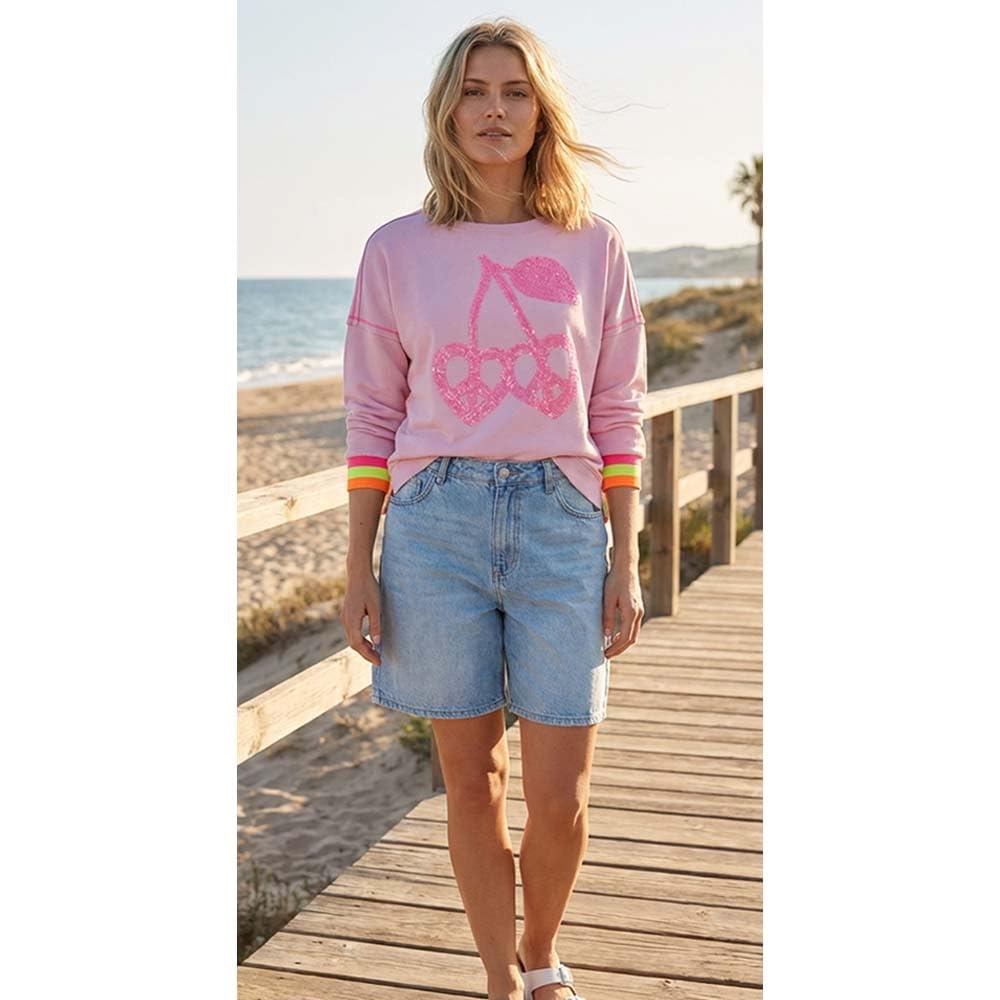 Miss Goodlife MG13660 Damen Sweatshirt Cherry Peace Print