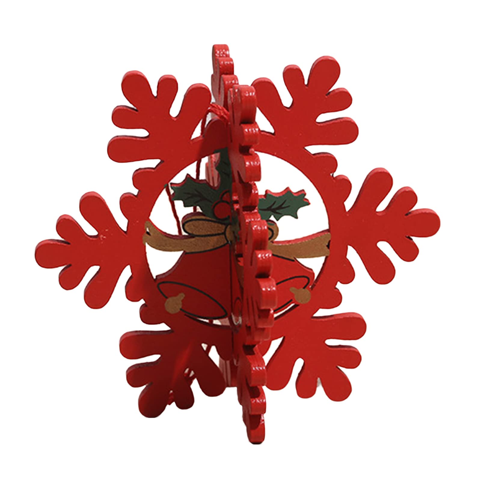 Xinsheinelry Christmas Hanging Ornament Tree Decoration Wooden Farmhouse Snowflake Star Decor Tree Ornament for All Holidays
