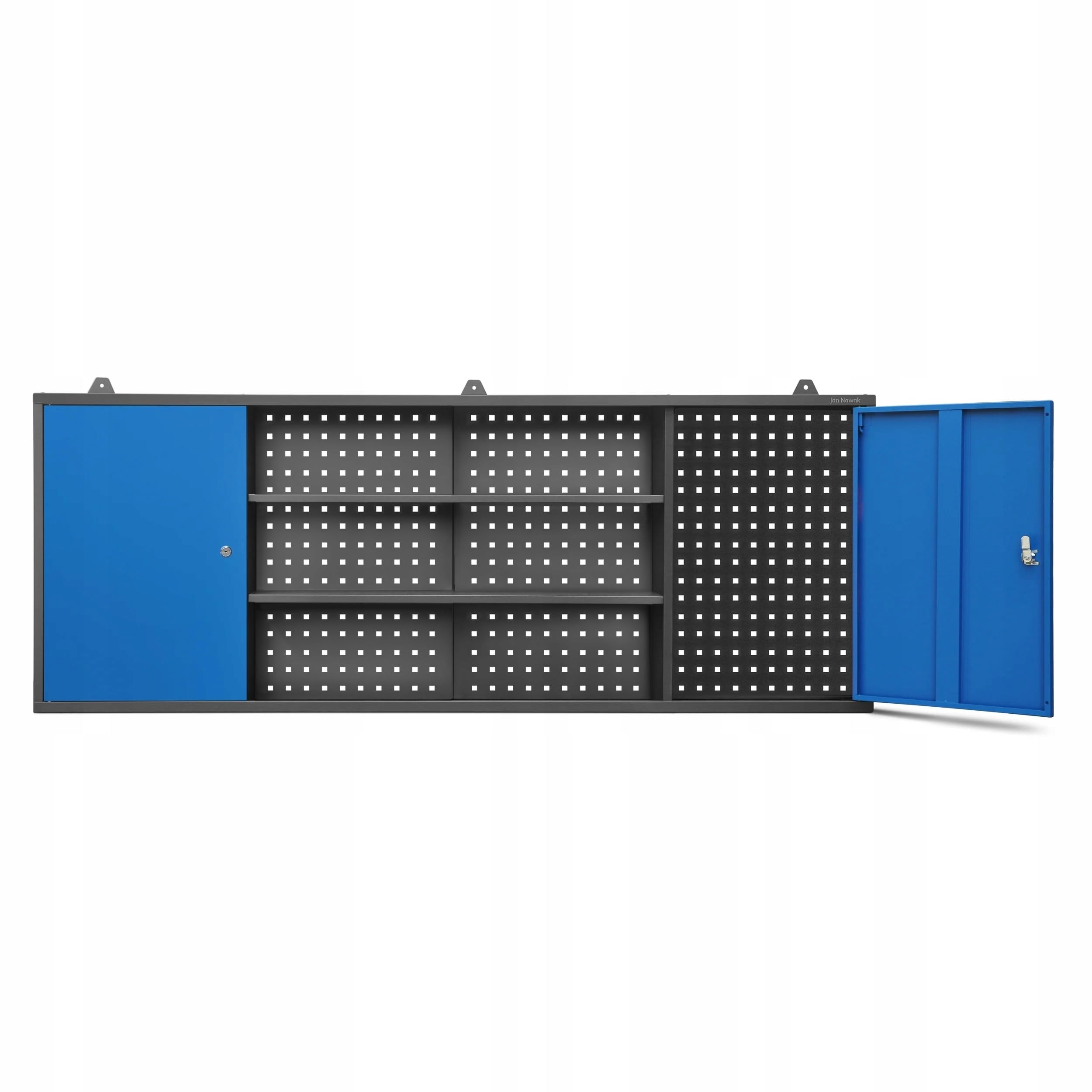 Armadio a muro in metallo parete perforata 2 scomparti 160x60x20 cm Antracite-Blu