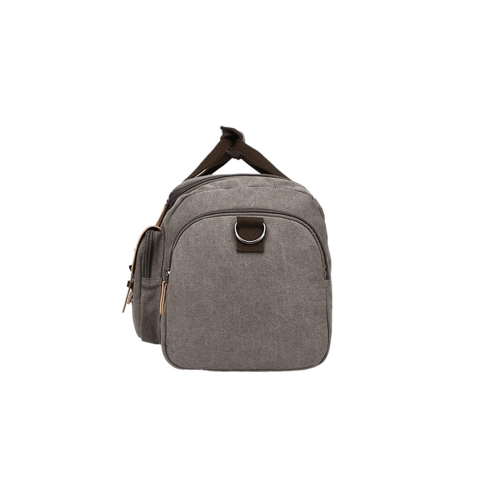 Borsa Da Palestra Canvas Leather Men Travel Bag Bags Handbag High Capacity Shoulder Crossbody Duffel per Viaggiare(Grey)