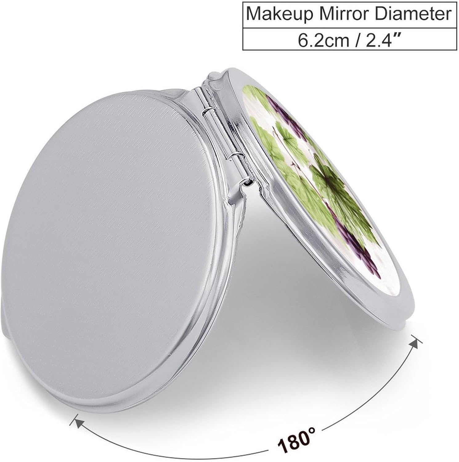 Beautiful Grape Leaves Makeup Mirror Lightweight Compact Mirror Portable Folding Travel Mirror 2-Sided Round Handheld Beauty Mirrors Mini Pocket Mirrors for Gift image 2