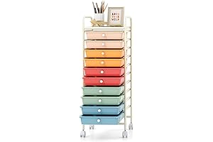 Macaron 10-Drawer Rolling Storage Drawer Cart, Utility Cart for Home, Office