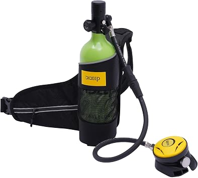 1L Reusable Mini Scuba Tank, 15-20 Minutes Underwater Breath Device Portable Diving Cylinder Oxygen Tank Kits, Deepest 32.8ft Portable Underwater Breathing Device