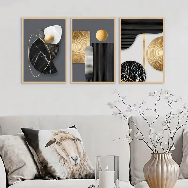 Affiche sur toile géométrique abstraite, décoration salon moderne marbré