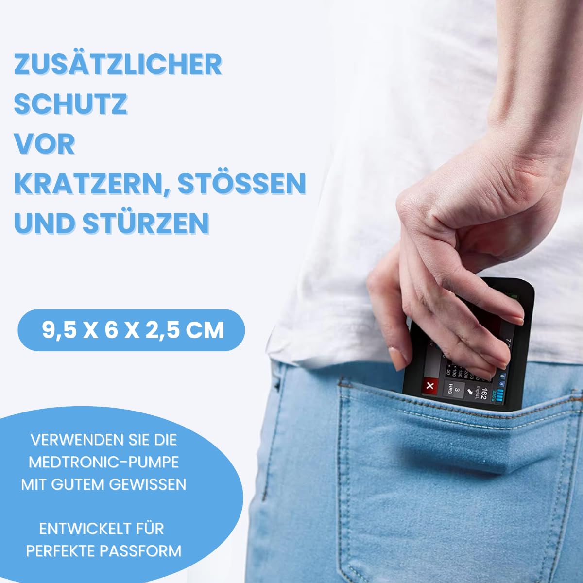 Schutzhülle aus Silikon für Medtronic Insulinpumpe, kompatibel mit Allen Medtronic-Modellen, langlebig (Schwarz)