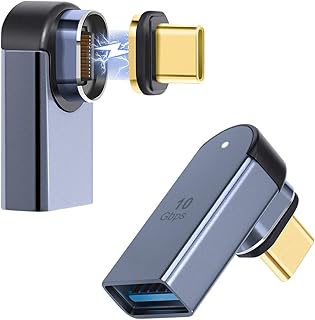 AreMe Magnetic 90 Degree USB C to USB 3.0 Adapter (2 Pack), Right Angle USB Type C Male to USB A Female 10Gbps Converter for MacBook Pro/Air, iPad, Tablet, Phone and Other Type C Devices