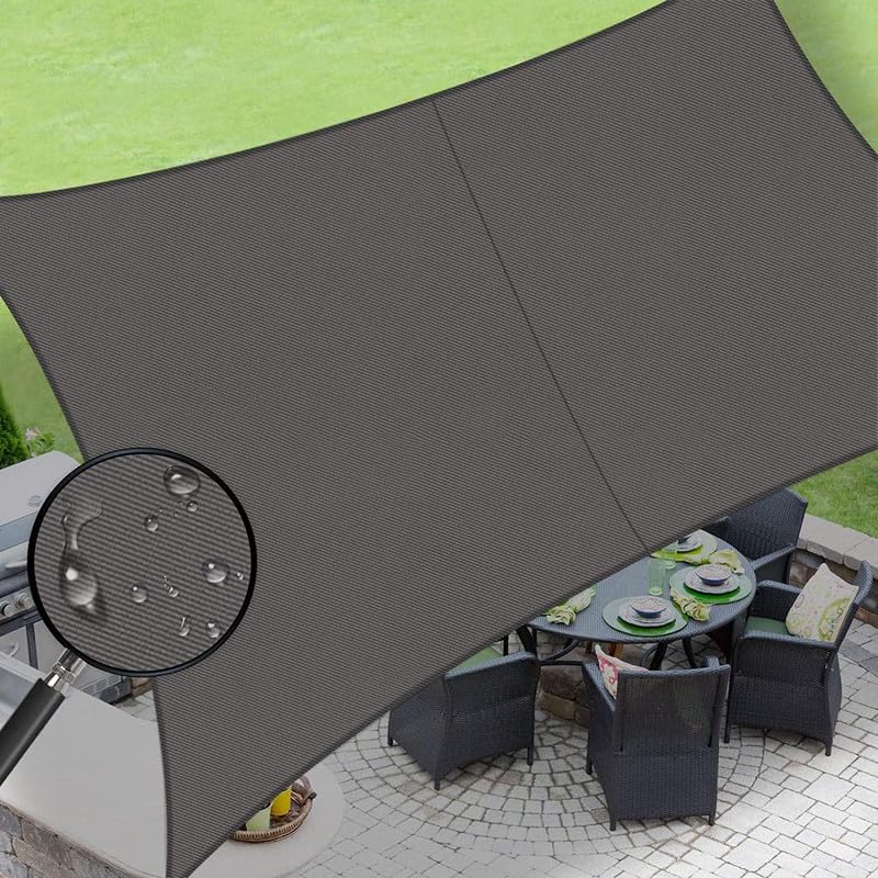 MetDeals Outdoor Water Repellent Sun Shade Sail Canopy Rectangle Complete UV & Rain Protection for Car Parking,Patio and Garden,Backyard Lawn with SS Triangle & Rope (Grey 9.5 X 10 Feet)-image-27
