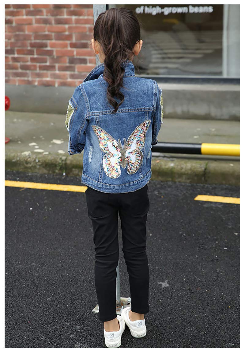 Peacolate 3-10 Ans Printemps Automne Fille Veste en Jean