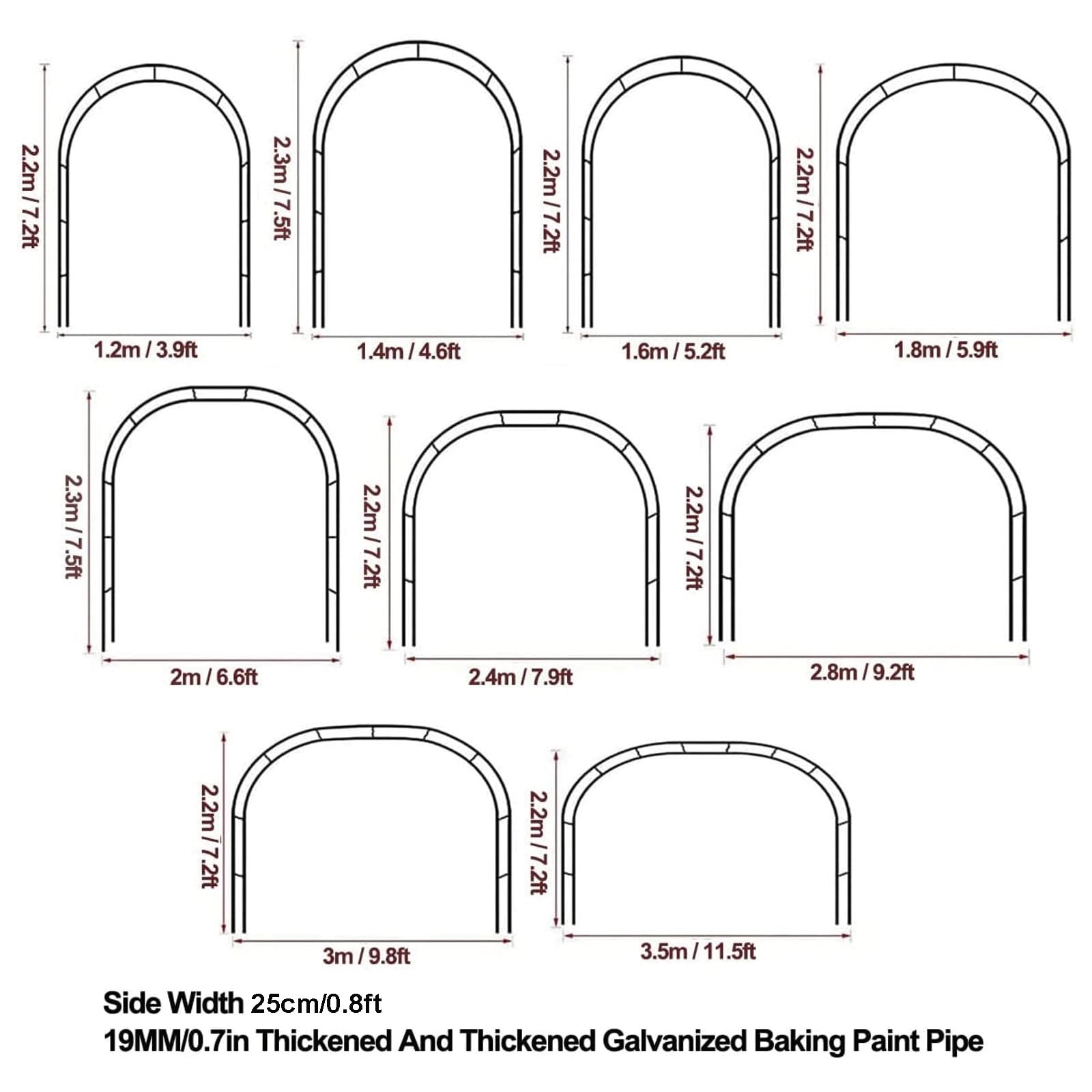 Gartenbogen Dunkelgrün Metall 120 x 220 cm Hochzeit Pavillon mit Sockel Stabile Rose Rankgitter für Kletterpflanzen & Reben Outdoor Deko & Garten Akzent