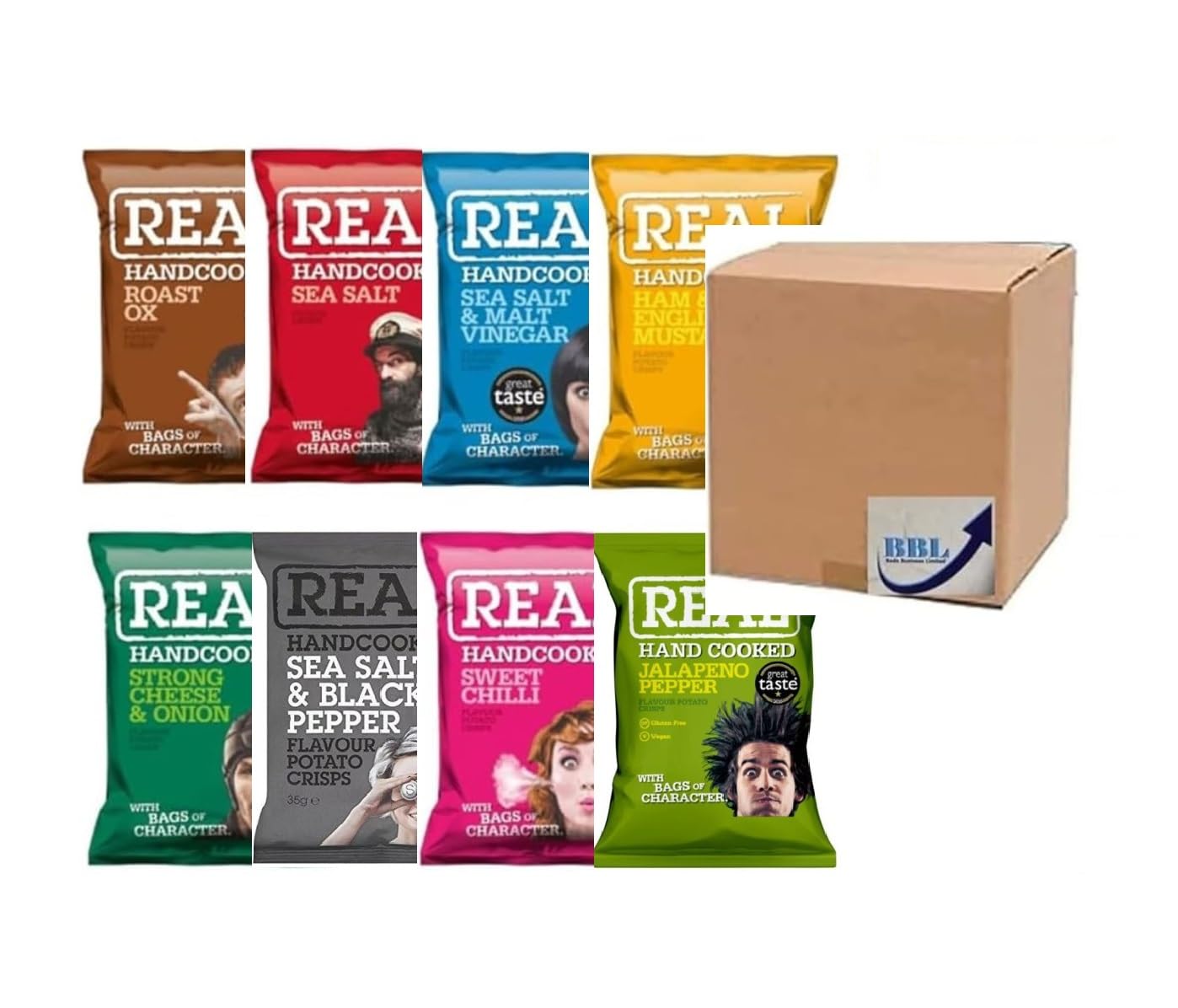 Real Crisps Mixed Case 35g (Pack Of 24)| Mix Flavours