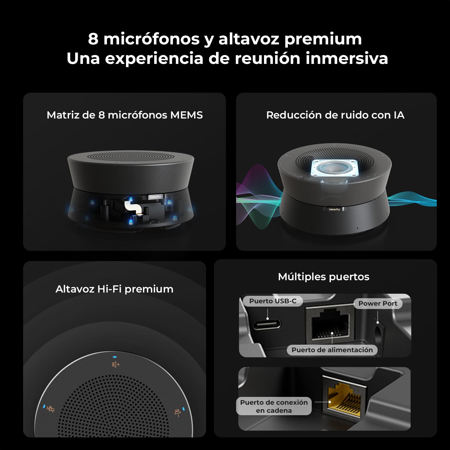 NEARITY A20S Altavoz y Mic para Conferencias USB,Cancelación de Ruido