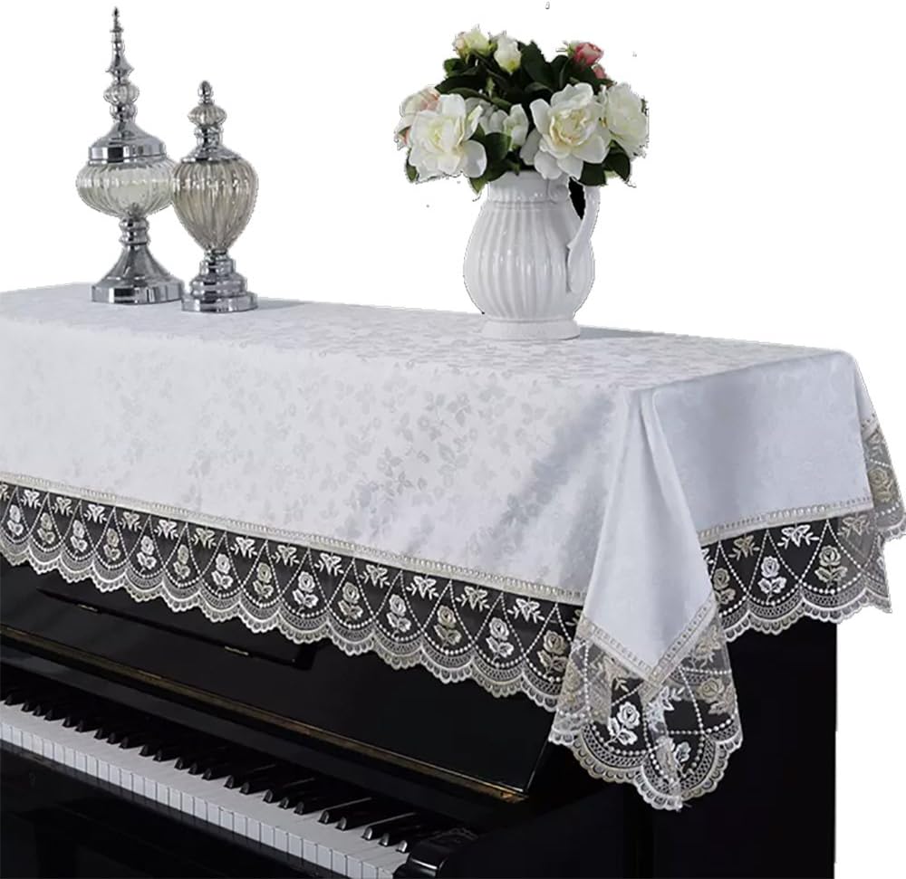 Minimal Life Piano Cover Upright Dusting Rose Lace Cloth Piano Towel (Beige)