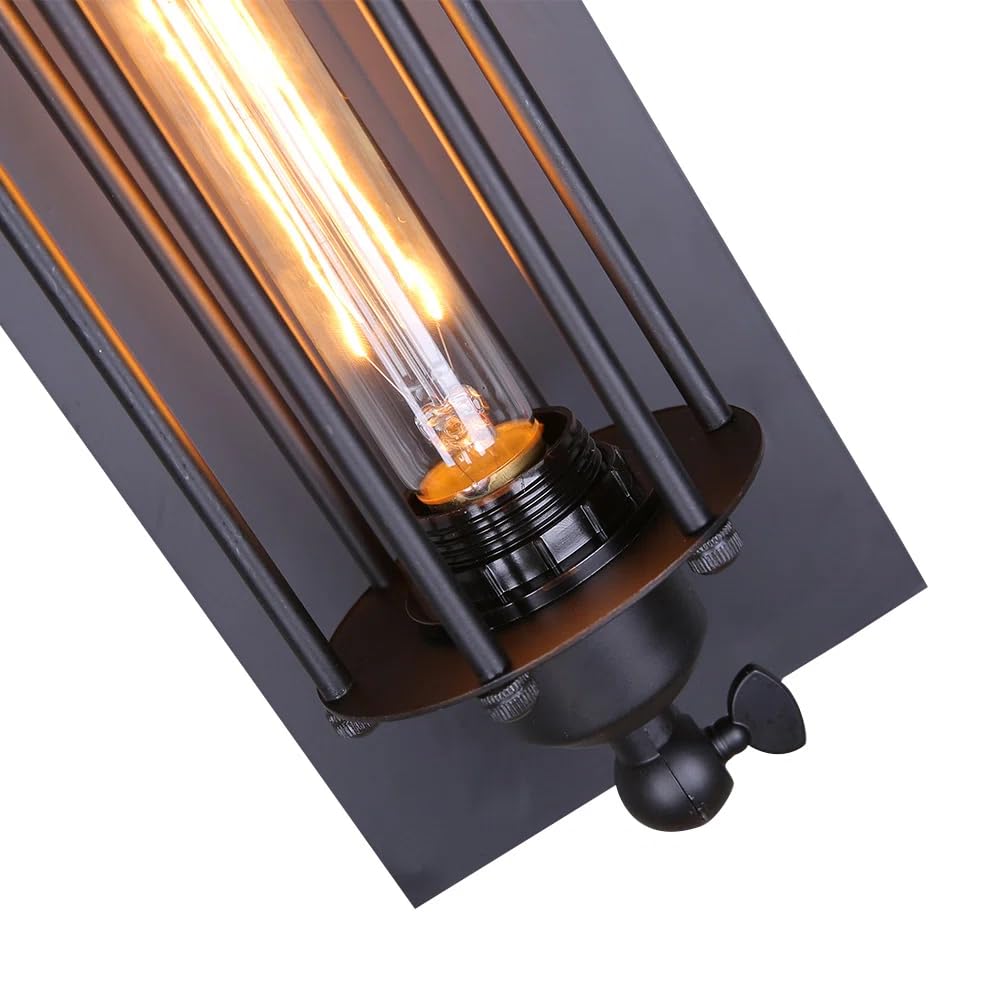 2er-Pack Vintage Industrial Wandleuchte, Schwarz Metall Rohr Design, 45cm Höhe, Retro Steampunk Stil, Wandlampe für Bar, Esszimmer, Schlafzimmer, Wohnzimmer, Flur