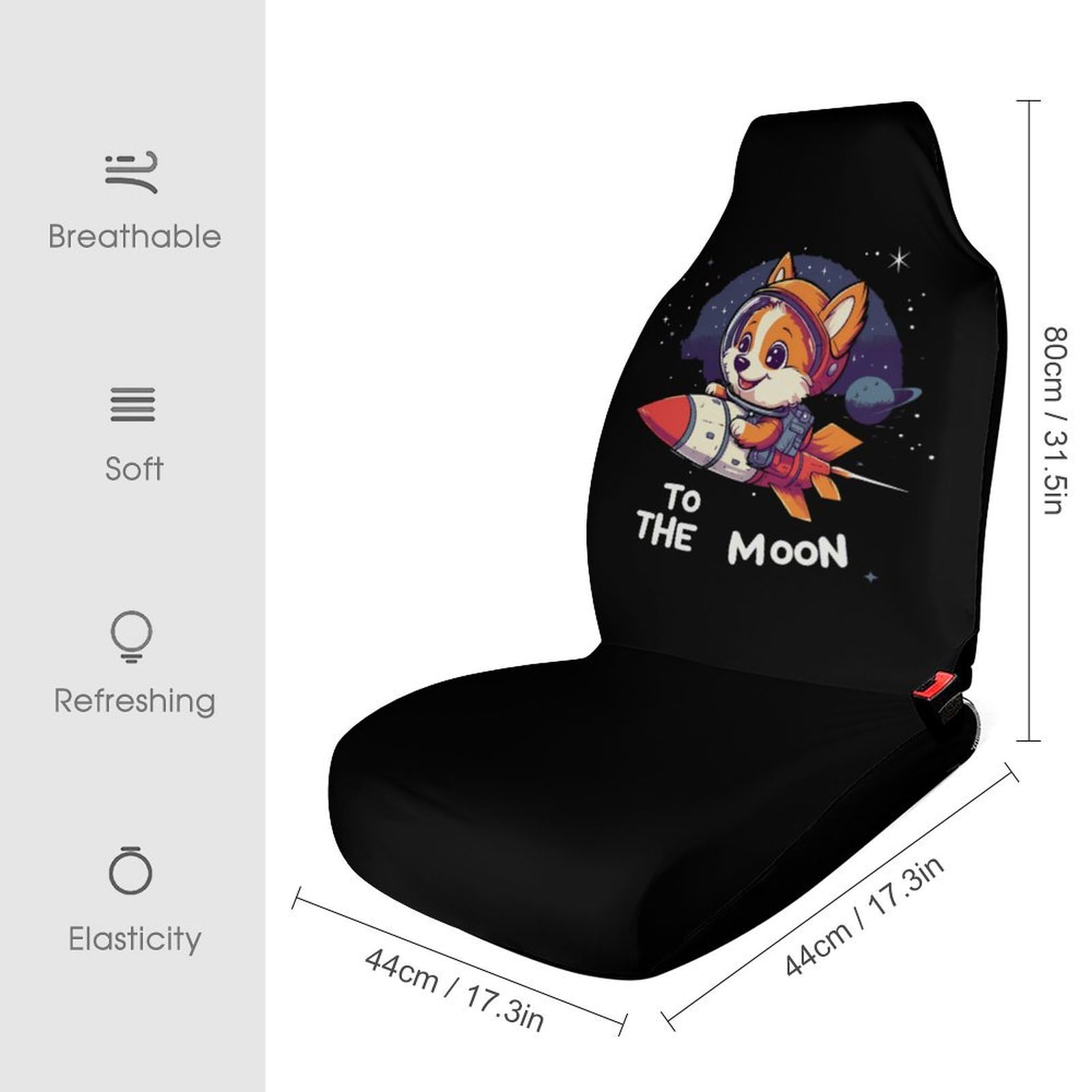 Corgi to The Moon Car Seat Covers Universal Car Front Seats Protector Auto Interior Accessories 1PCS